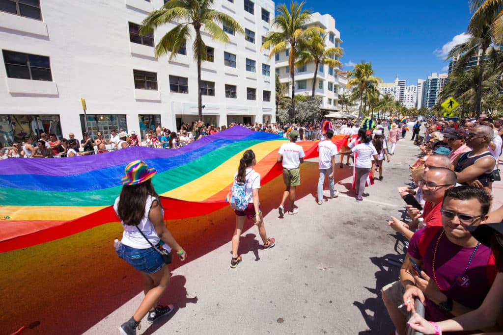 The 8th Annual Miami Beach Gay Pride Parade, along Ocean Drive in Miami Beach, Florida