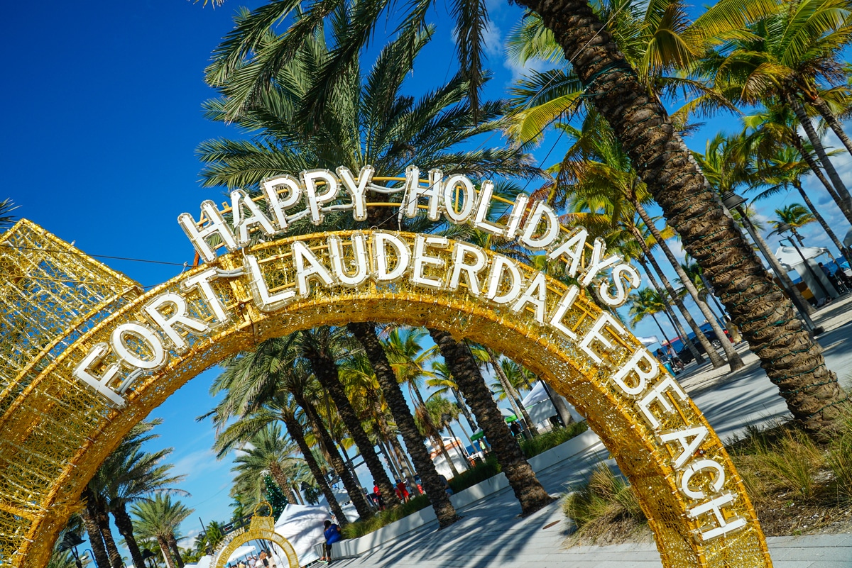 Holiday decor in Fort Lauderdale Beach