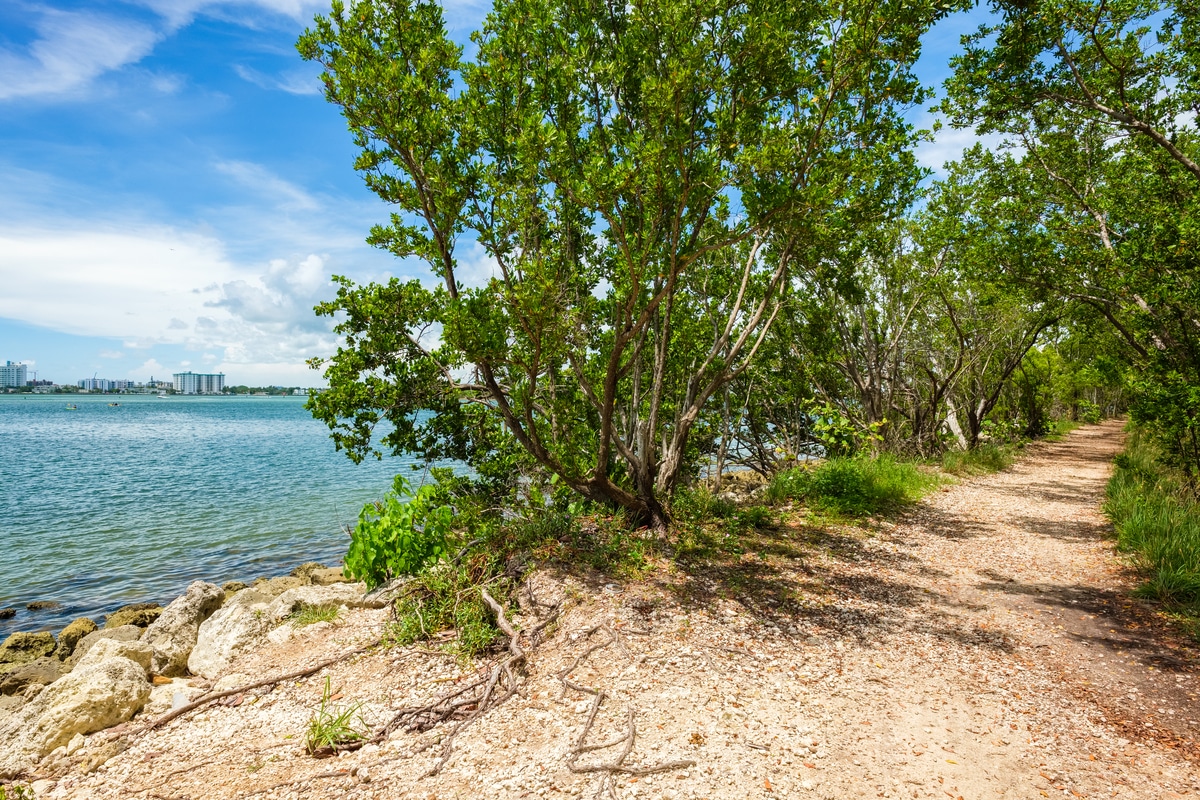 Scenic bay view from Oleta River State Park in North Miami Beach