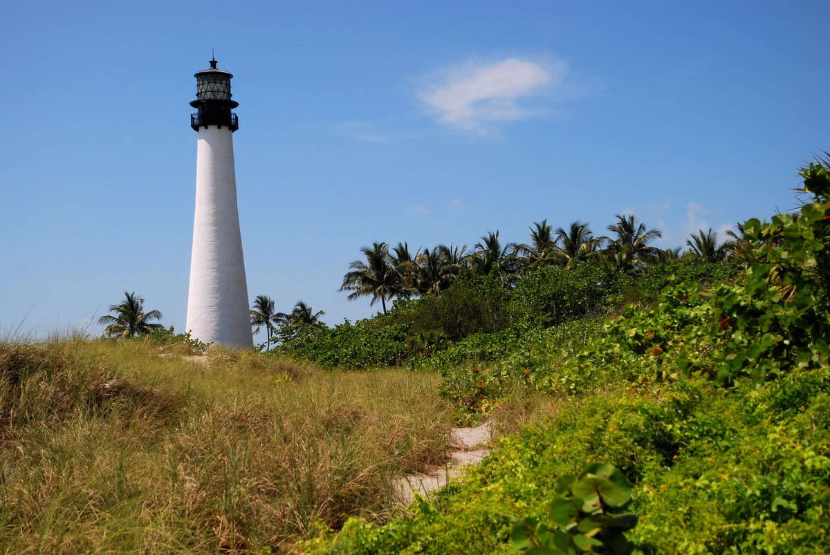 Cape Florida lighthouse at Key Biscayne Florida / Light Trail