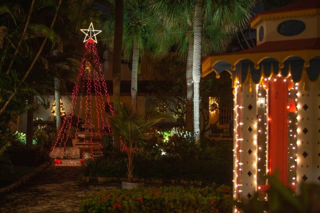 Christmas lights and decor at the Bonnet House Museum & Gardens