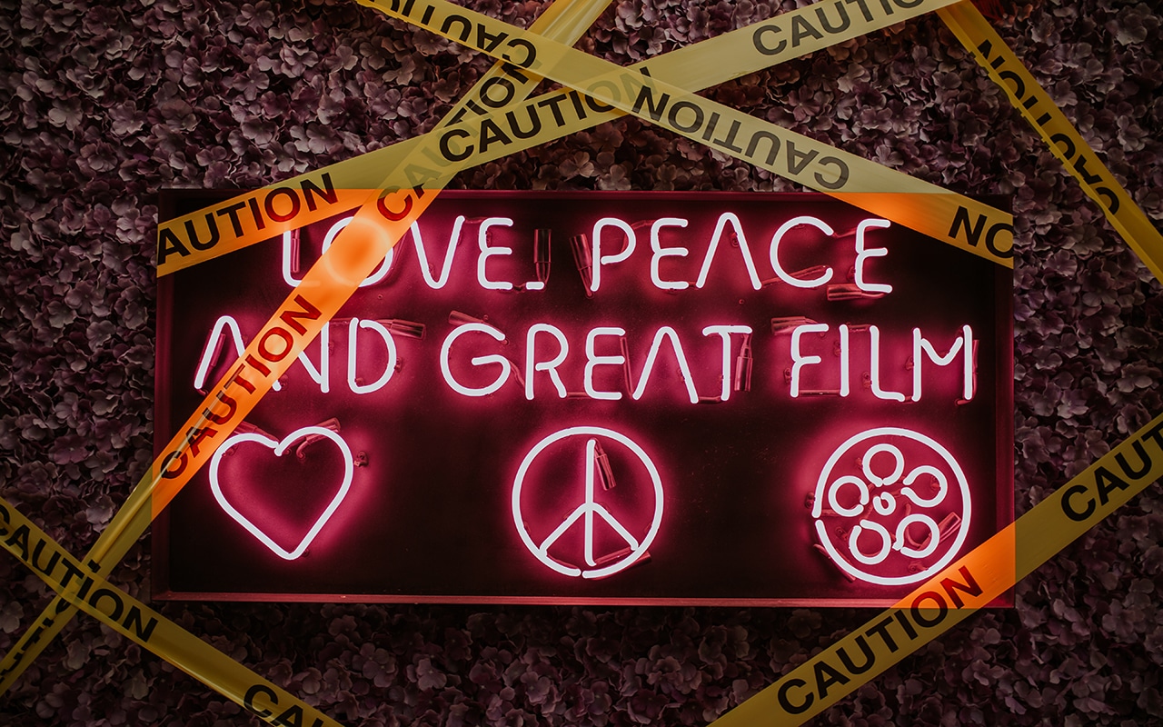 Rooftop Cinema Club Love Peace & Great Film Caution Tape