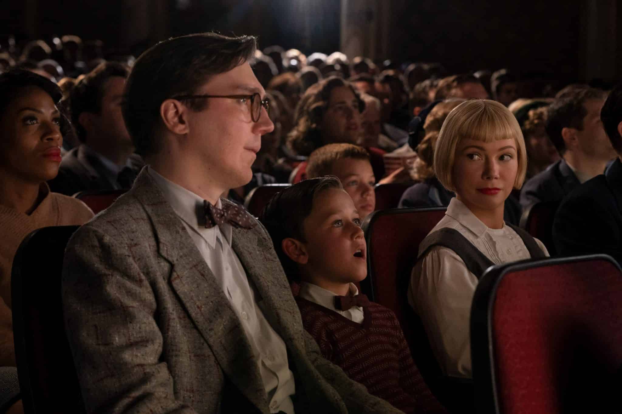 “The Fabelmans,” features Paul Dano (left), Mateo Zoryon Francis-DeFord, and Michelle Williams
