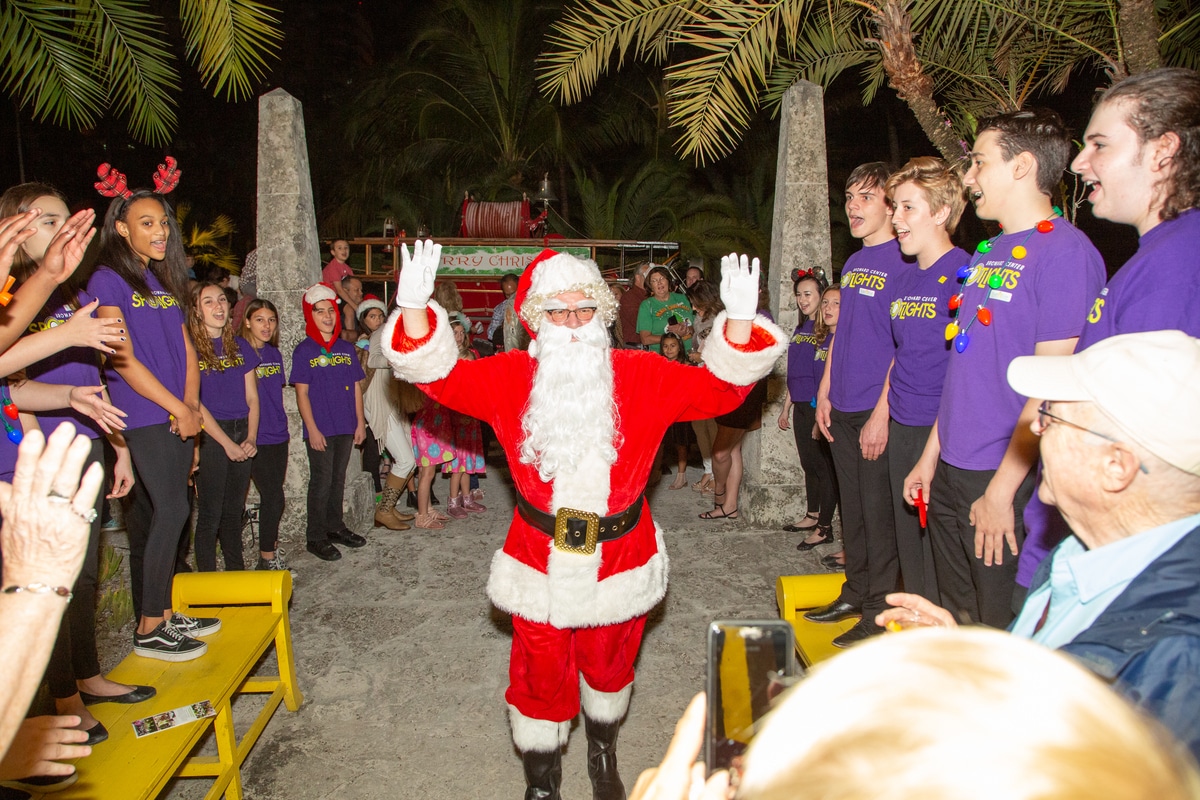 Santa Claus greeting those at the Holiday Magic at the Bonnet House