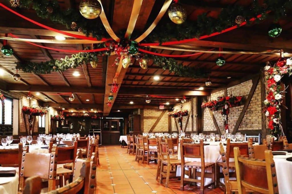Casa Juancho private event room decked out in holiday decor