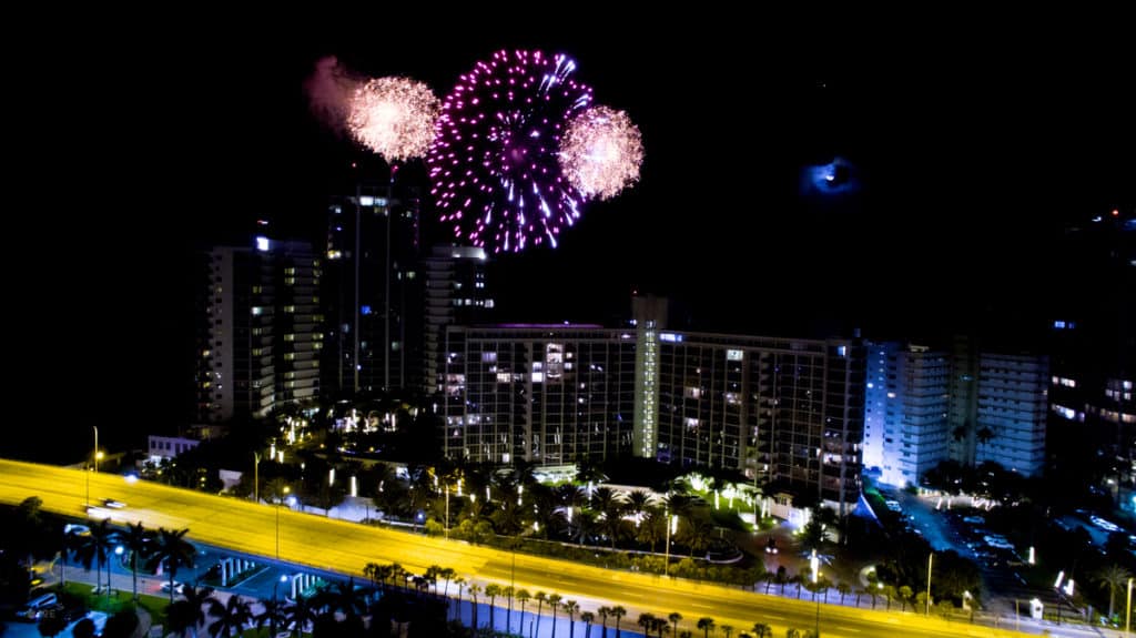 Miami New Year's Eve night fireworks