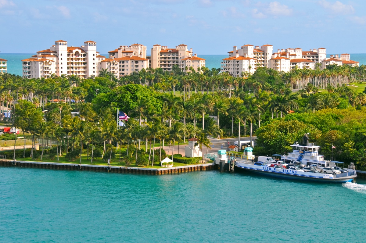 exclusive fisher island and ferry near miami beach, florida