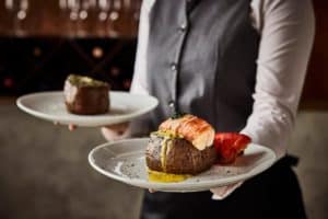 Steak and lobster from Fleming’s Prime Steakhouse & Wine Bar in Miami