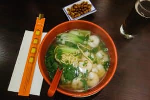 Chinese soup with shrimp and greens