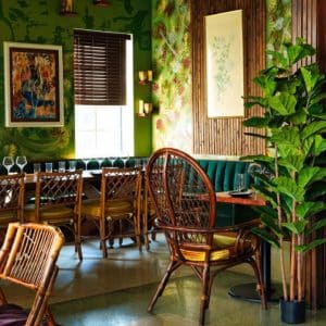 Green interiors and decor at Vietnamese safe haven Phuc Yea in Miami