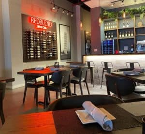 Interiors and Italian wine selection at Red Carpet Italian Restaurant in Miami