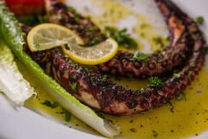Greek grilled octopus from Santorini by Georgios in Miami