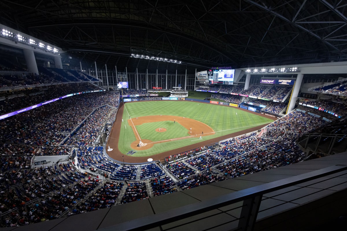 Miami Marlins Home Opening Day on April 14, 2022 at loanDepot park in Miami, Florida.