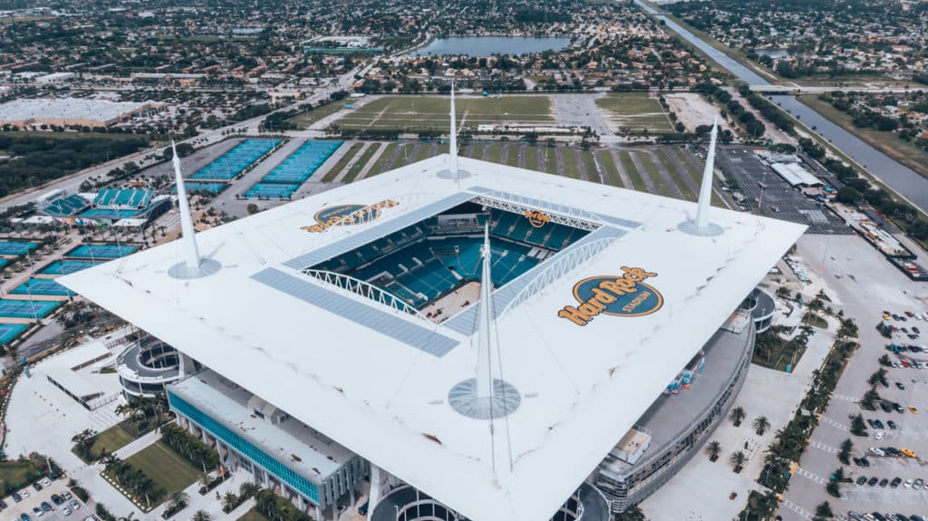 Aerial view of the Hard Rock Stadium in Miami Gardens